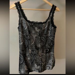 Black and silver-gray White House Black Market Size Small top (stretchy)